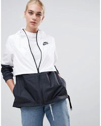 Nike White And Black Small Logo Hooded Jacket