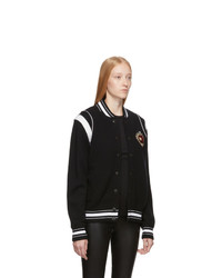 Givenchy Black Knitted Apple Patch Bomber Jacket