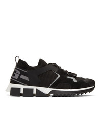 Dolce and Gabbana Black Lace Up Block Sole Sneakers
