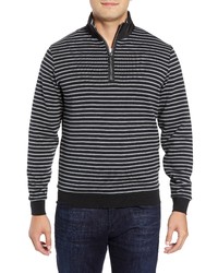 Bugatchi Regular Fit Stripe Quarter Zip Pullover