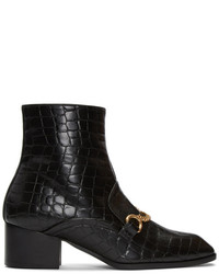 Stella McCartney Black Croc Embossed Chain Boots