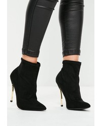 Missguided Black Curved Metal Heel Ankle Boots