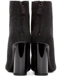 Proenza Schouler Black Felted Wool Ankle Boots