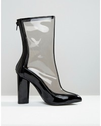 Missguided Clear Patent Pointed Ankle Boots