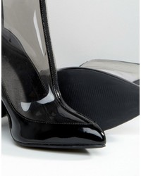 Missguided Clear Patent Pointed Ankle Boots