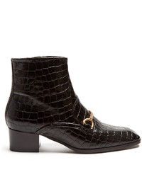 Stella McCartney Crocodile Effect Faux Leather Ankle Boots