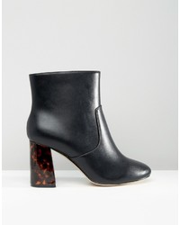 Asos Erin Wide Fit Heel Detail Ankle Boots