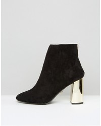 Oasis Gold Block Heeled Ankle Boots