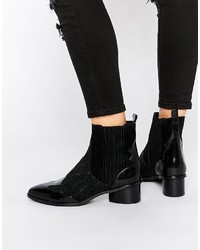 Senso Klara Black Textured Kitten Heel Ankle Boots