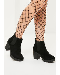 Missguided Black Cleated Sole Ankle Boots