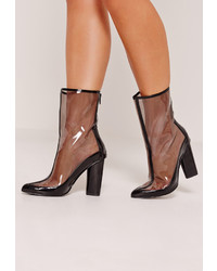 Missguided Perspex Pointed Toe Ankle Boots Black