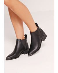 Missguided Pointed Toe Metal Detail Ankle Boots Black