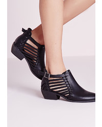Missguided Strappy Cut Out Ankle Boot Black