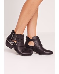 Missguided Western Buckle Ankle Boots