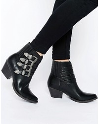 Glamorous Multi Buckle Western Ankle Boots