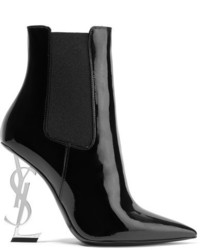 Saint Laurent Opyum Patent Leather Ankle Boots Black