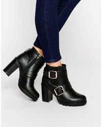 Park Lane Buckle Strap Heeled Ankle Boots