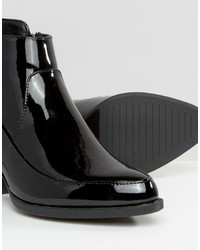 Boohoo Patent Block Heeled Ankle Boot