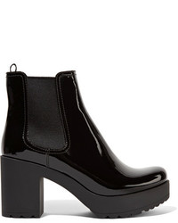 Prada Patent Leather Ankle Boots Black