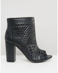 Missguided Quilted Peep Toe Ankle Boot