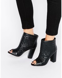 Missguided Quilted Peep Toe Ankle Boot