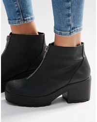 Asos Rookie Zip Front Ankle Boots