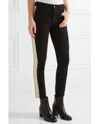 Etoile Isabel Marant Toile Isabel Marant Haven Striped Mid Rise Straight Leg Jeans Black