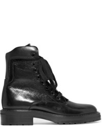 Saint Laurent William Glossed Leather Ankle Boots Black