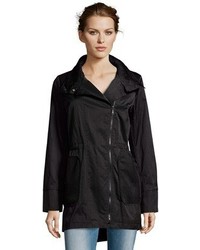 T Tahari Black Water Resistant Alexa Zip Front Anorak Jacket