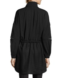 St. John Collection Mesh Inset Twill Anorak Jacket Black