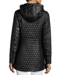 Laundry by Shelli Segal Quilted Hooded Anorak Jacket Black