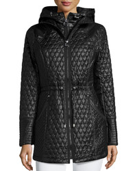 Laundry by Shelli Segal Quilted Hooded Anorak Jacket Black
