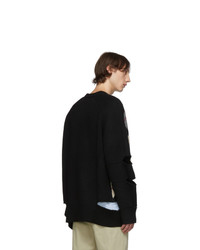 Burberry Black Merino And Cashmere Cut Out Downton Cardigan