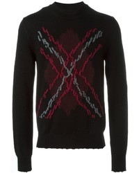 Black Argyle Crew-neck Sweater