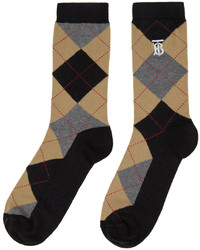 Burberry Black Beige Argyle Socks