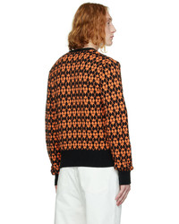 AMI Alexandre Mattiussi Black Orange Jacquard Sweater