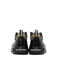 Burberry Black And Beige Check Arthur Sneakers