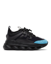 Versace Black And Blue Chain Reaction Sneakers