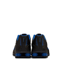 Nike Black And Blue Shox R4 Sneakers