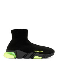Balenciaga Black And Green Speed Sneakers