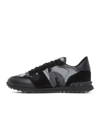 Valentino Black And Grey Garavani Rockrunner Sneakers