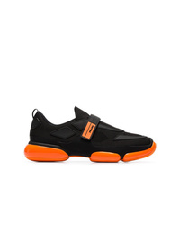 Prada Black And Orange Cloudbust Sole Detail Sneakers