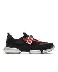Prada Black And Red Knit Cloudbust Sneakers