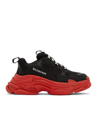 Balenciaga Black And Red Triple S Sneakers
