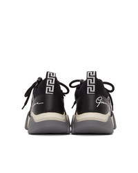 Versace Black And White Suede Squalo Sneakers