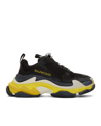 Balenciaga Black And Yellow Triple S Sneakers