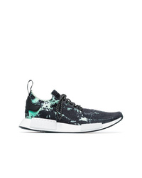 adidas Black Green And White Nmd R1 Marble Primeknit Sneakers