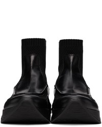 Giorgio Armani Black Paneled Chunky Soled High Top Sneakers