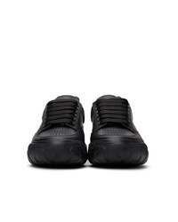 Alexander McQueen Black Perforated Court Trainer Sneakers