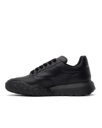 Alexander McQueen Black Perforated Court Trainer Sneakers